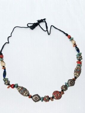 Tibetan Style Tribal Chunky Mixed Bead Statement Necklace Turquoise Coral Boho